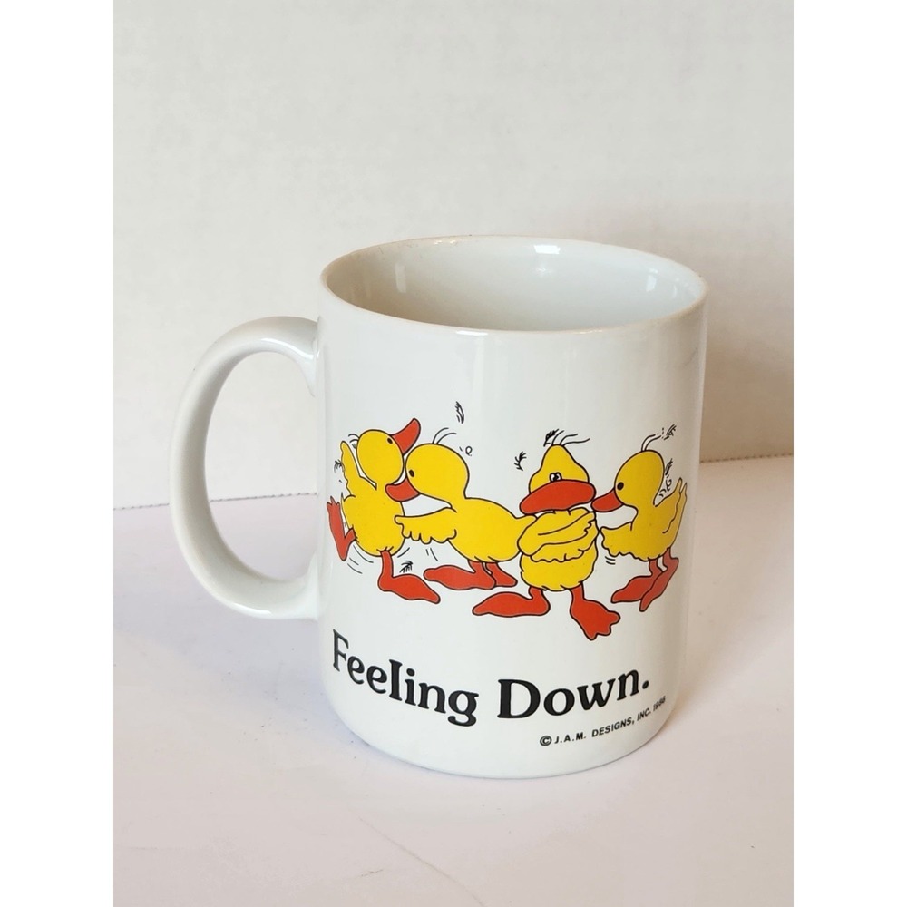 Vintage 1980s Duck "Feeling Down" Mug Coffee Cup Cartoon‎